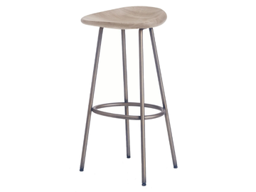 PEBBLE - Steel and wood bar stool by BassamFellows