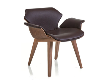 PETAL - Upholstered leather easy chair with armrests by BassamFellows