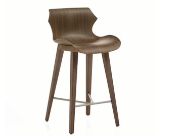 PETAL - Wood counter stool with back by BassamFellows