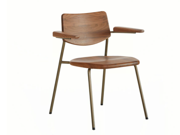 PIPE - Stackable stainless steel and solid wood chair with armrests by BassamFellows