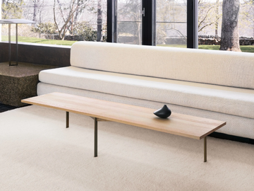 PLANK - Rectangular wood coffee table with metal base by BassamFellows