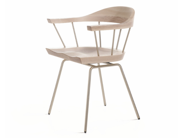 SPINDLE - Steel and wood chair with armrests by BassamFellows