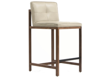 WOOD FRAME DINING - Wood and upholstered counter stool with back by BassamFellows