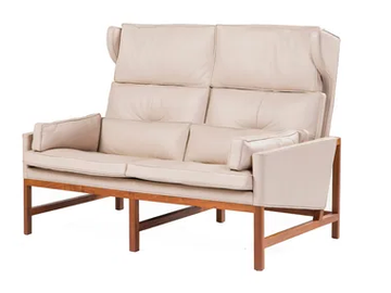 WOOD FRAME LOUNGE - Wing back wood and upoholstered sofa by BassamFellows
