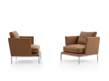 ATOLL - Leather armchair with armrests by B&B Italia