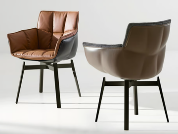 HUSK - Leather chair with armrests by B&B Italia