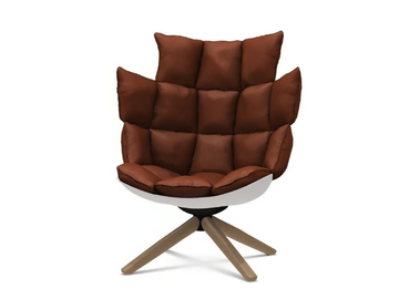 HUSK - Swivel trestle-based armchair high-back by B&B Italia