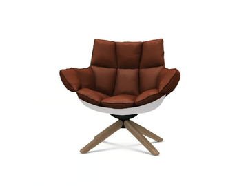 HUSK - Swivel trestle-based armchair with armrests by B&B Italia