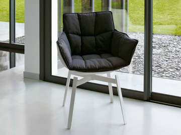 HUSK - Upholstered fabric chair with armrests by B&B Italia
