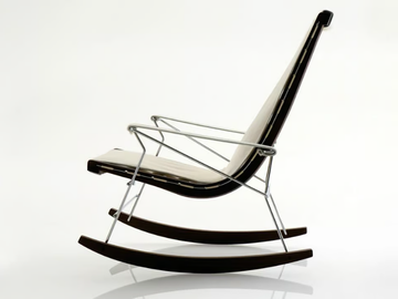 J.J. - Rocking leather armchair with armrests by B&B Italia