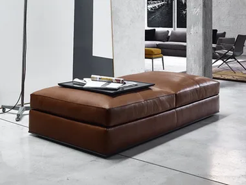 RICHARD - Rectangular leather pouf by B&B Italia