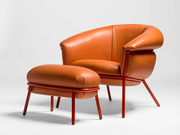 GRASSO - Upholstered armchair with footstool by BD Barcelona Design