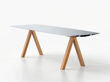 TABLE B 90 - WOOD - Rectangular aluminium and wood table by BD Barcelona Design