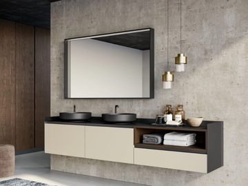 GOLA UP COMP. 2 - Wall-mounted double vanity unit with drawers by Birex