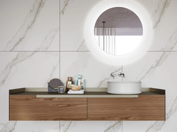 GOLA UP COMP. 4 - Wall-mounted single vanity unit with drawers, shelves and wall units by Birex