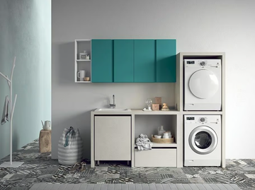 IDROBOX COMP. 6 - Tall laundry room cabinet with sink by Birex