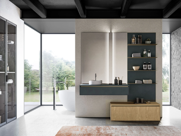 TRACCIA COMP. 6 - Wall-mounted vanity unit with drawers by Birex