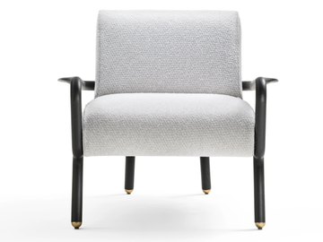 GIRÒ - Ash and fabric armchair with armrests by Black Tie