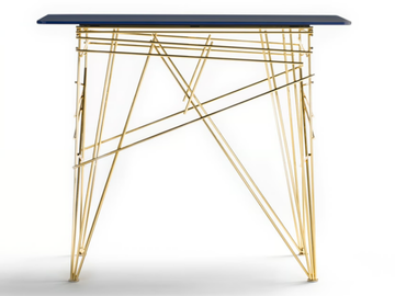 LIN - Rectangular glass and stainless steel console table by Black Tie