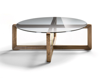 MANOLO - Low glass and walnut coffee table by Black Tie