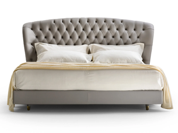 SAVOI - Leather bed with tufted headboard by Black Tie