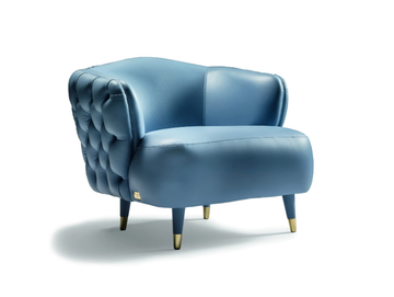 SAVOI - Tufted leather armchair with armrests by Black Tie