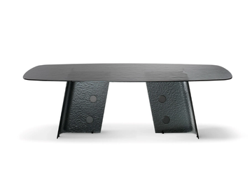 BOTÓN - Barrel-shaped tempered glass table by Bonaldo