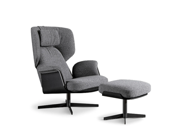 OLOS - Swivel fabric armchair with footstool by Bonaldo