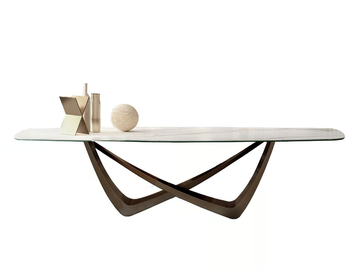 BACH - Barrel-shaped table with SuperMarble top and steel base by Bontempi Casa