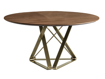 DELTA - Round steel and wood dining table by Bontempi Casa