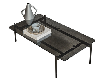 KAROL - Rectangular low crystal and steel coffee table by Bontempi Casa
