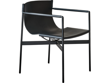 LUCREZIA - Tanned leather and steel chair with armrests by Bontempi Casa