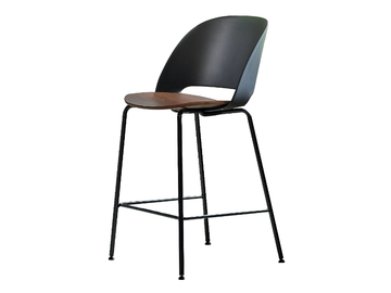 POLO - High polypropylene and wooden stool with back by Bontempi Casa
