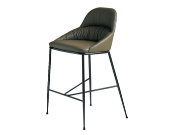 QUEEN - High leather stool with back by Bontempi Casa