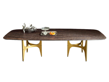 UNIVERSE XXL - Barrel-shaped steel and SuperMarble dining table by Bontempi Casa