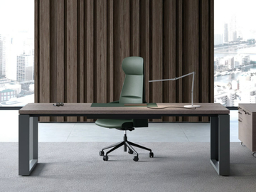 ARCHE - Tanned leather office desk with shelves by Bralco
