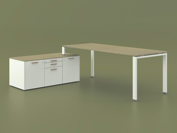 GLIDER - Rectangular office desk with shelves by Bralco