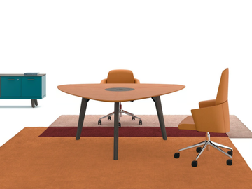 RAIL - Triangular Eco-leather meeting table by Bralco
