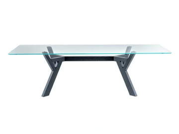 TRIGONO - Rectangular crystal table with solid wood base by Bross