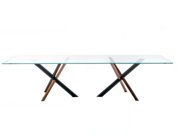 W - Rectangular crystal table with double base by Bross