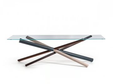 W - Rectangular crystal table with single base by Bross