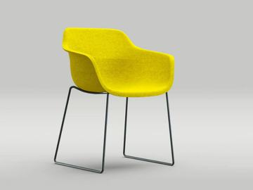 CRONA FELT - Sled base felt chair with armrests by Brunner