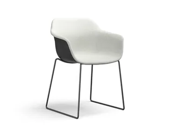 CRONA LIGHT TOUCH - Sled base upholstered fabric chair with armrests by Brunner