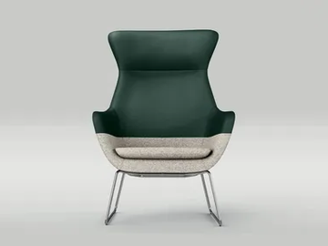CRONA LOUNGE - Sled base fabric armchair with armrests high-back by Brunner