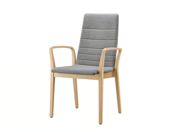 FINA WOOD - Fabric chair with armrests by Brunner