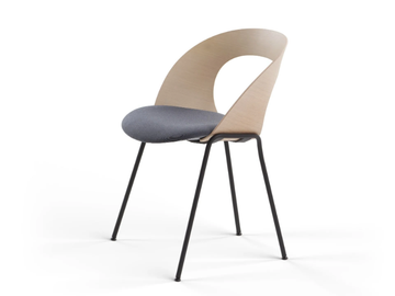 MUDRA - Stackable plywood chair with integrated cushion by Brunner