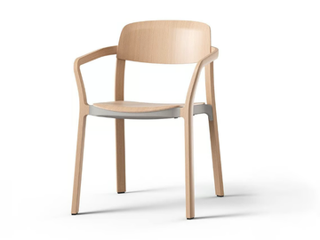 NATE - Stackable wooden chair with armrests by Brunner