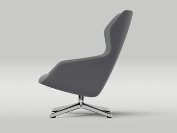 RAY LOUNGE - Swivel fabric armchair with armrests with 4-spoke base by Brunner