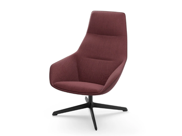 RAY SOFT LOUNGE - High-back swivel lounge chair with 4-spoke base by Brunner