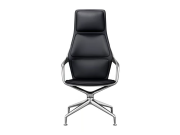RAY - Swivel upholstered leather armchair with armrests by Brunner
